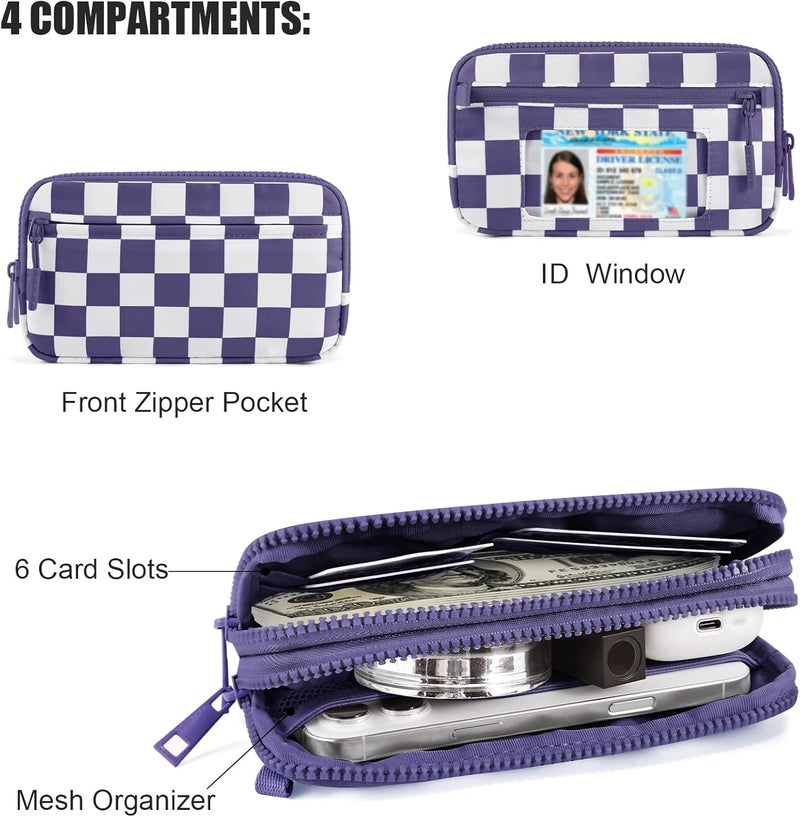 NEWROGENG Checkered WristleWallets for Women, RFID Wallet Crossbody with 4 Zippers, Credit Card Holder Cell Phone Organizer - Image 5